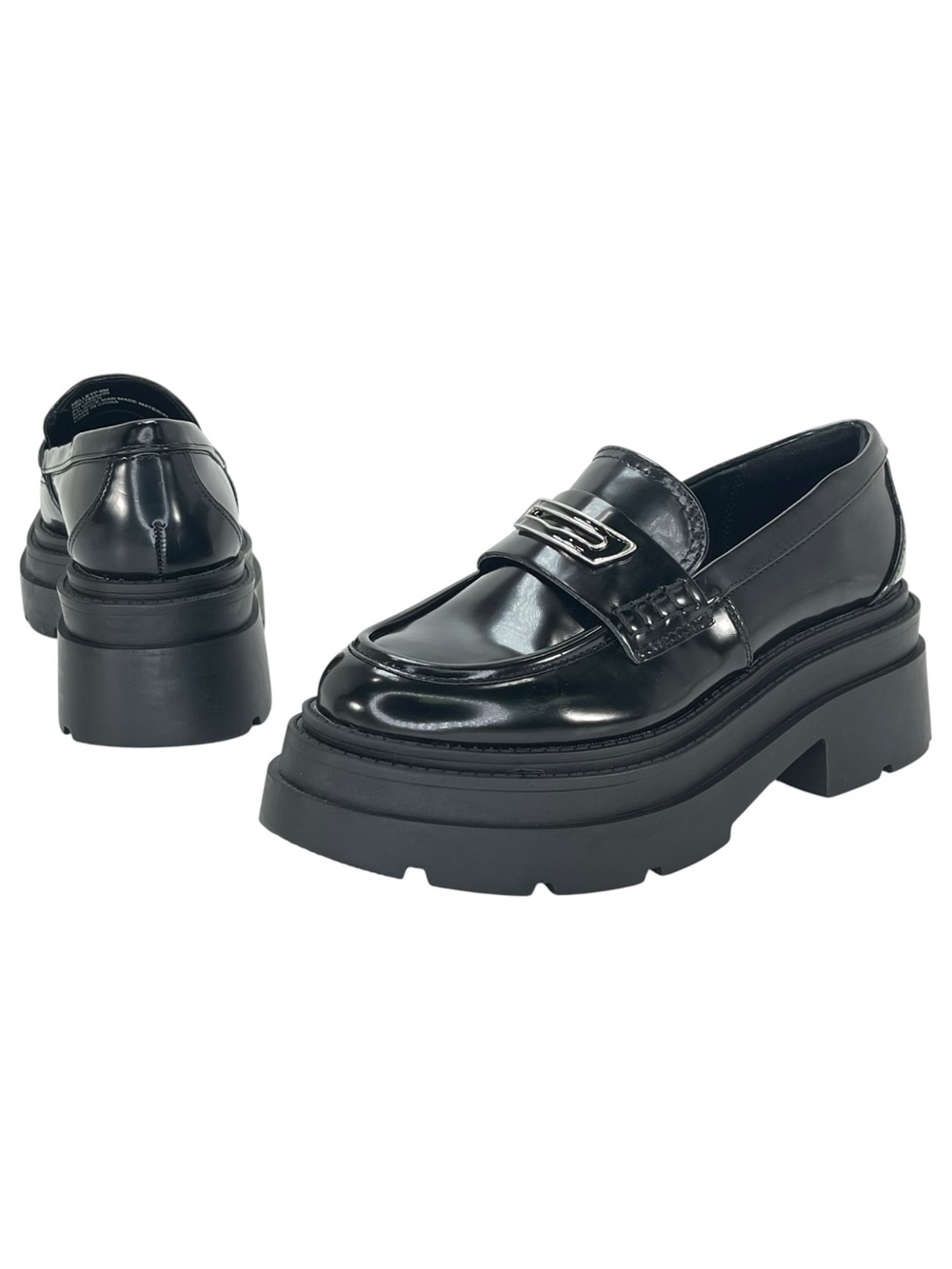 Wild Pair Nelley Black Patent Leather Womens Penny Loafers Size 6M - Picture 10 of 12